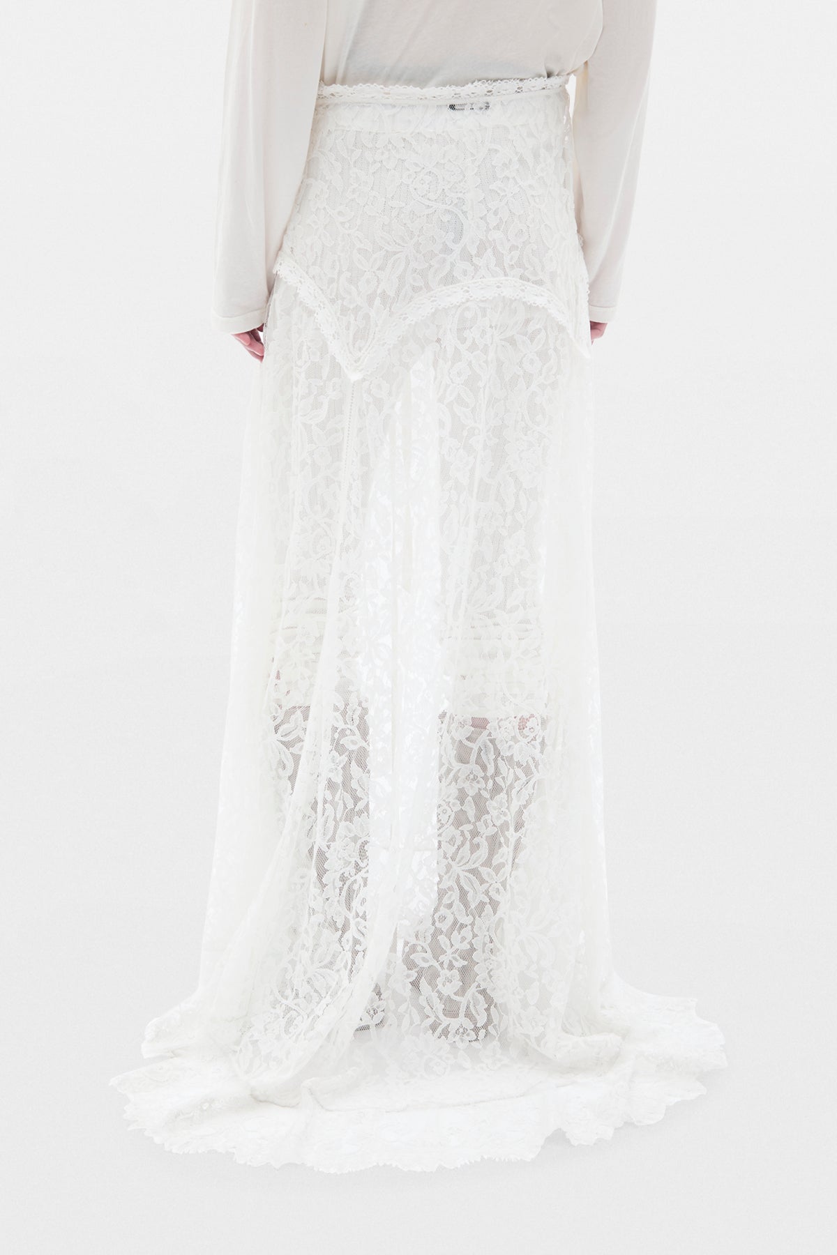 Helina X-Long Flared Panel Skirt with Lace Details