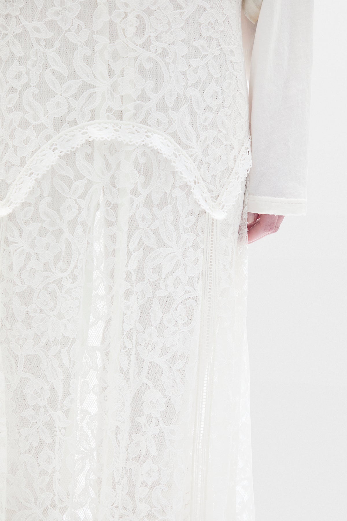 Helina X-Long Flared Panel Skirt with Lace Details