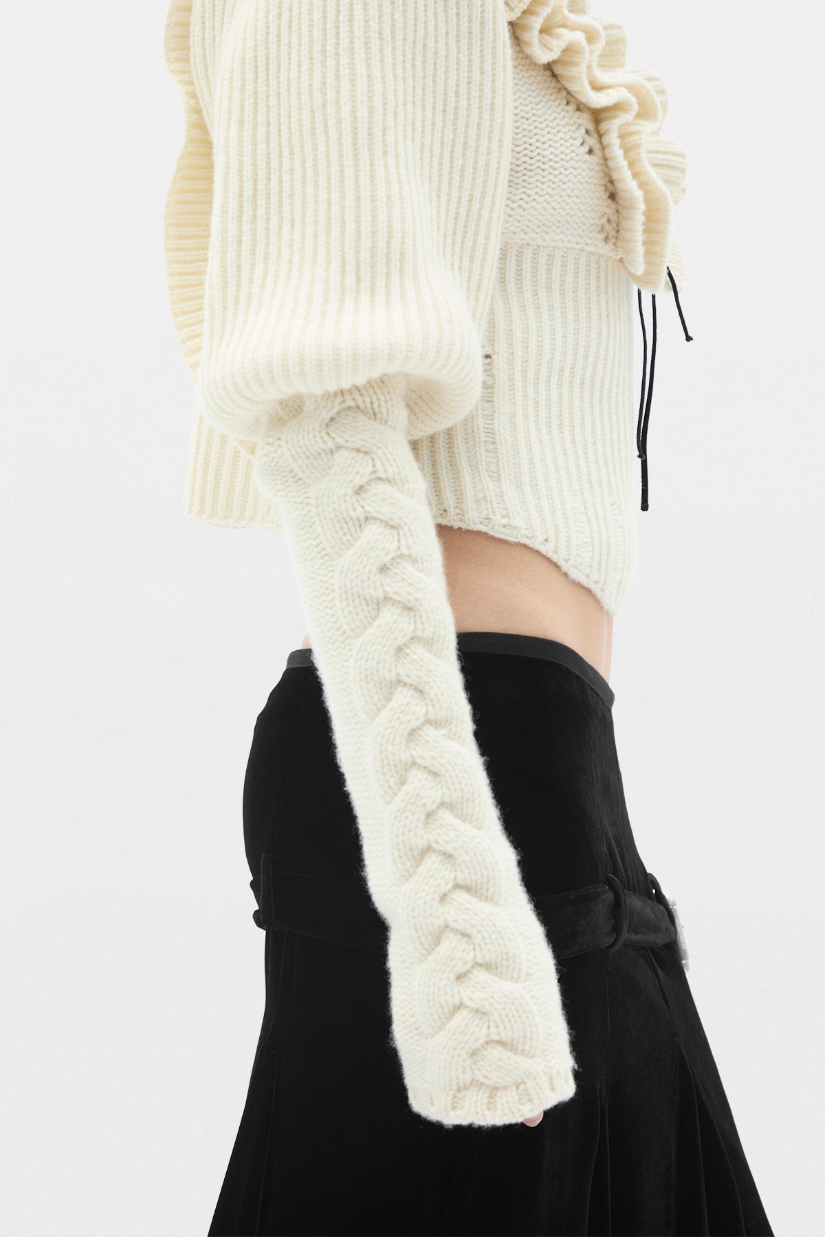 Liva Cable Knit Plastron Fitted Sweater