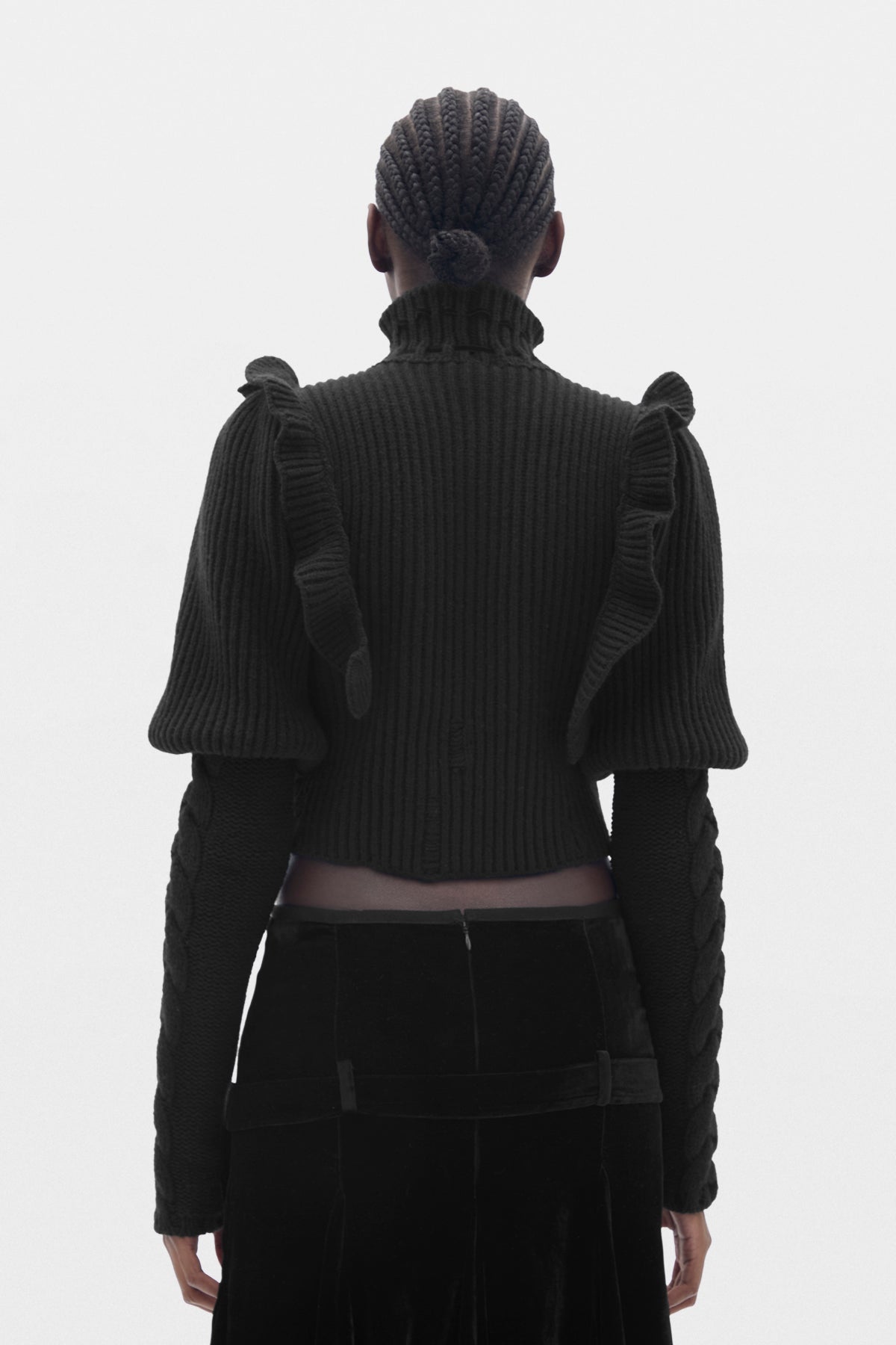 Liva Cable Knit Plastron Fitted Sweater