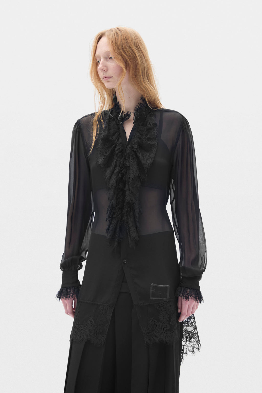 Chemise confort Barah Long avec volants en dentelle 