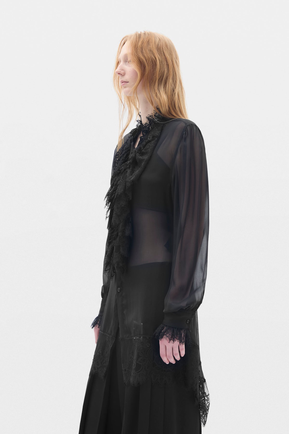 Chemise confort Barah Long avec volants en dentelle 