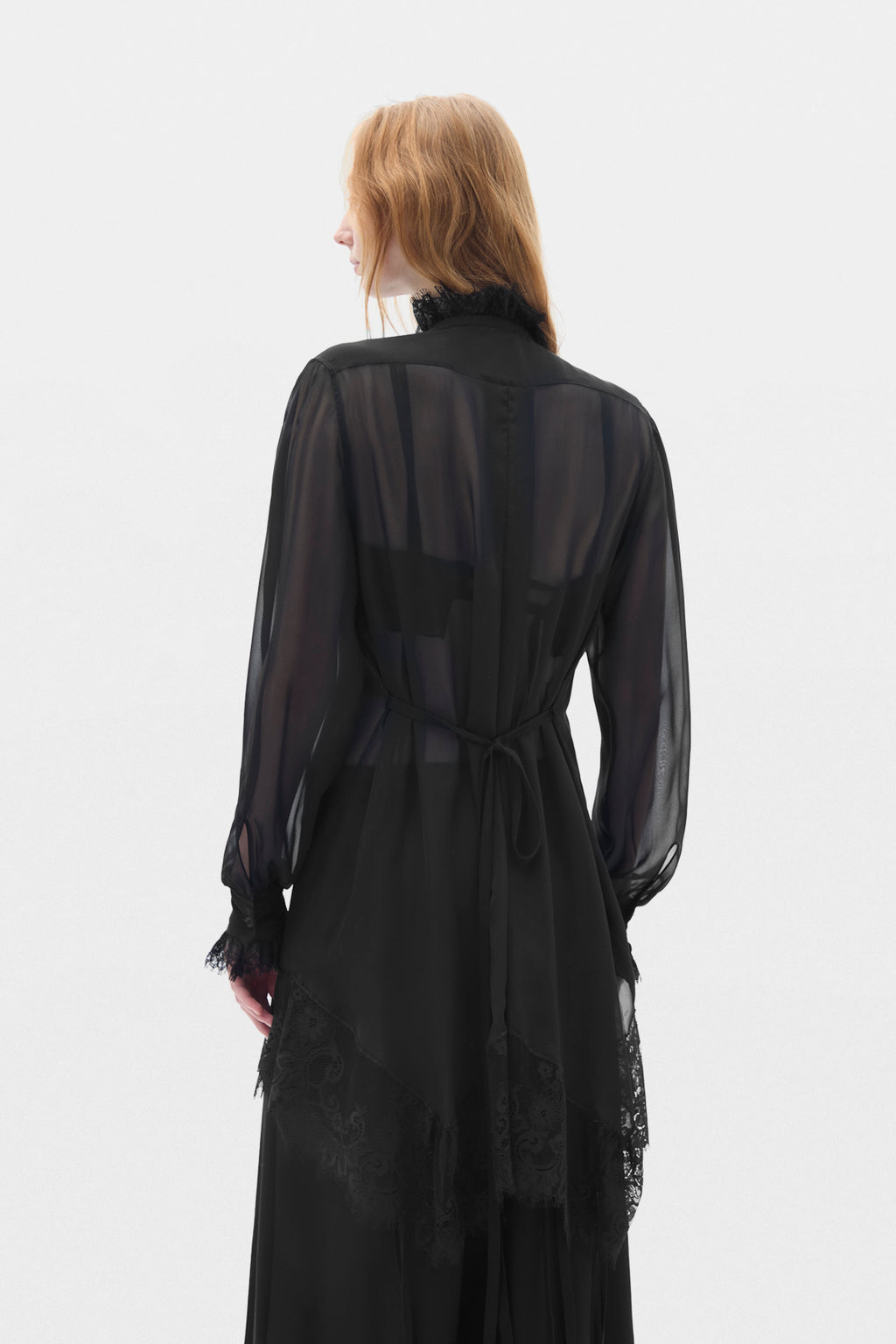 Chemise confort Barah Long avec volants en dentelle 