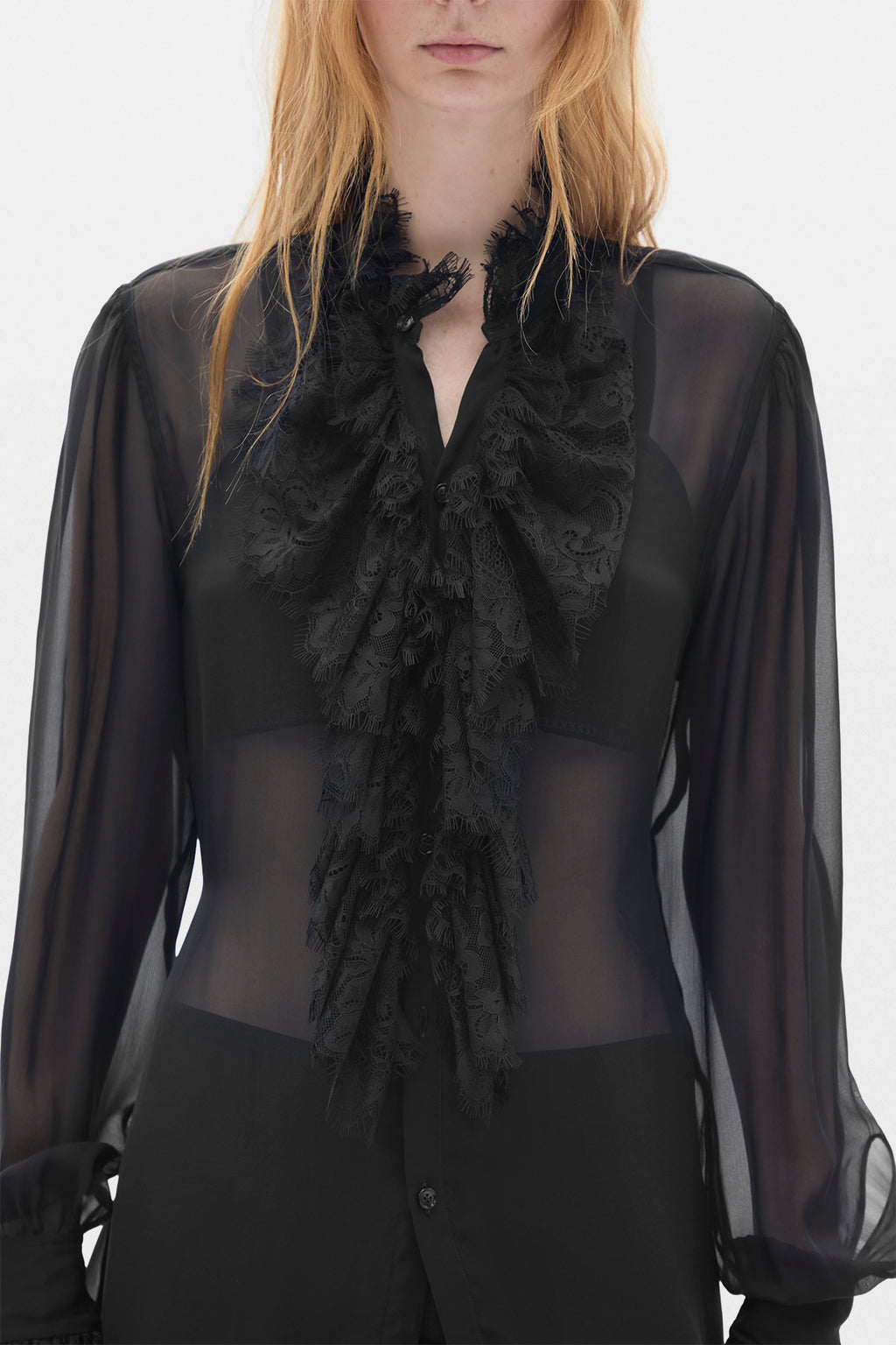 Chemise confort Barah Long avec volants en dentelle 