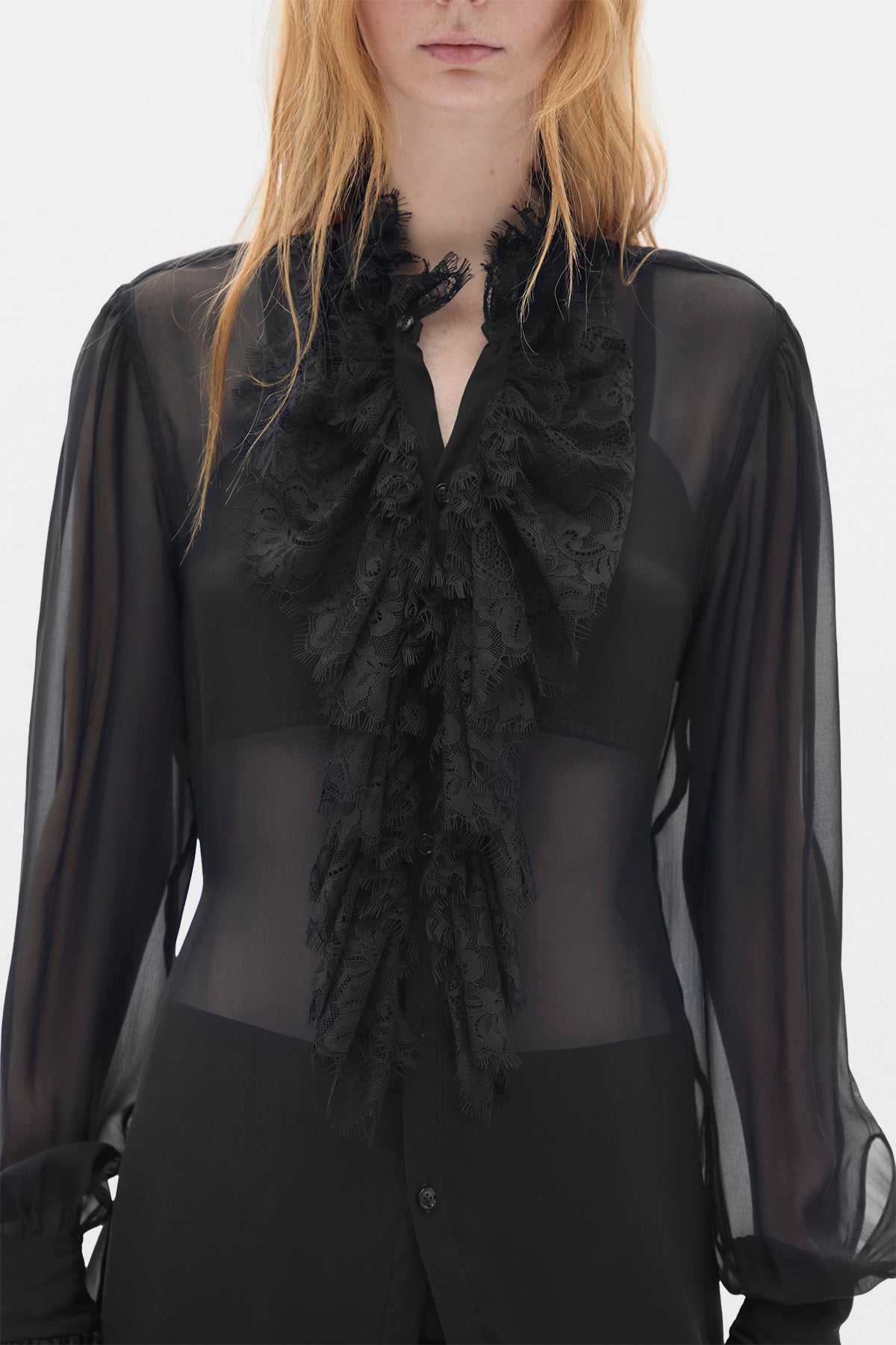 Chemise confort Barah Long avec volants en dentelle 