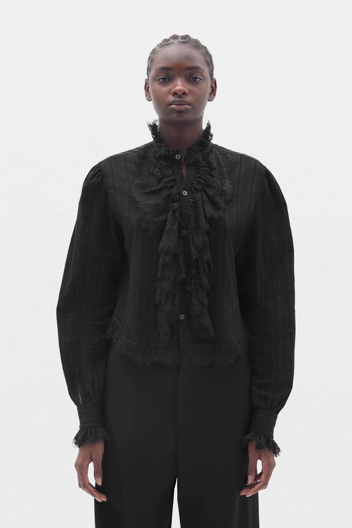 Freda corto Camicia con Volant in Pizzo 