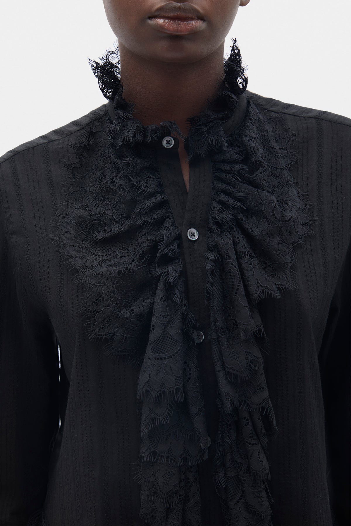 Freda corto Camicia con Volant in Pizzo 