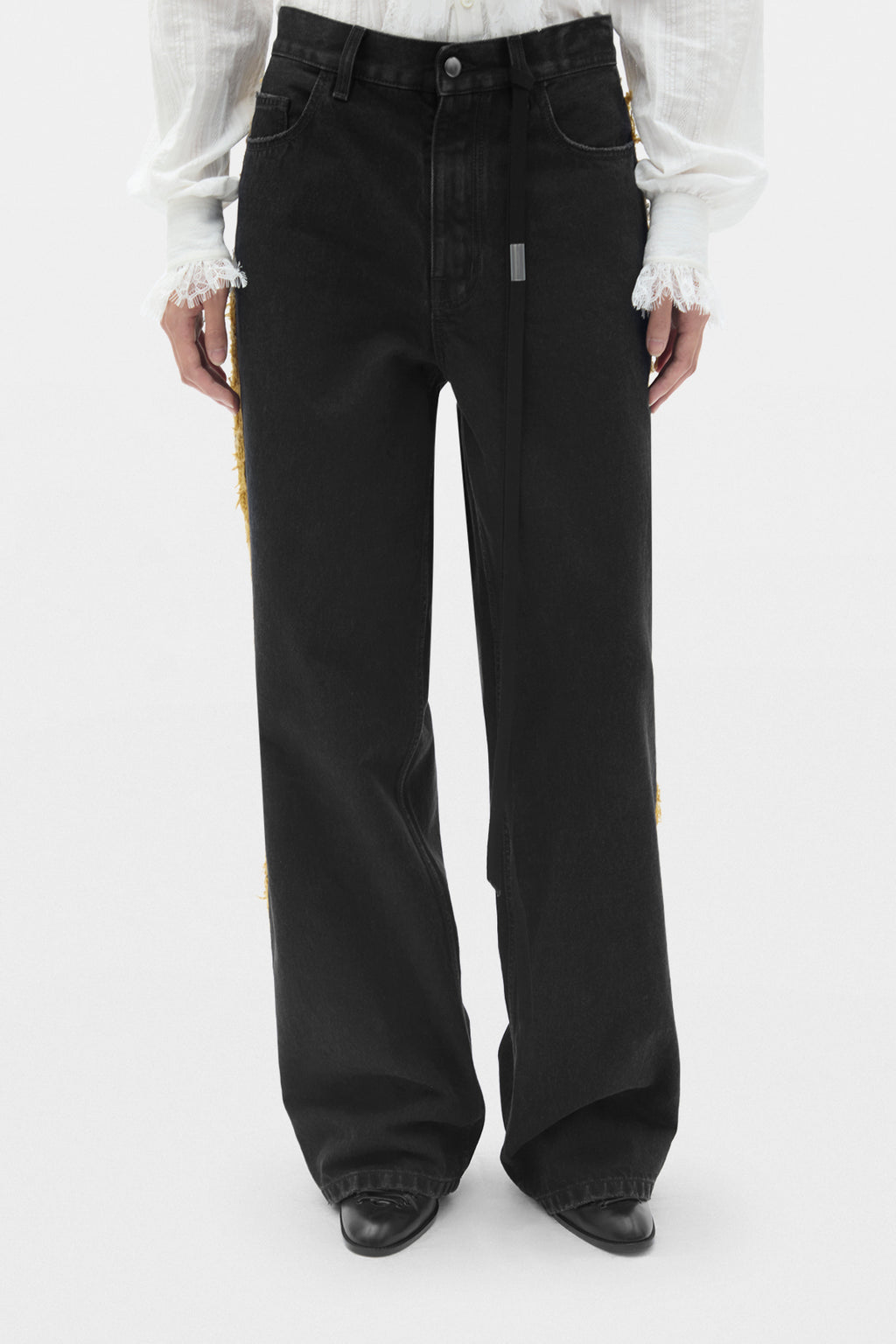 Pantalon ample à jambes droites 5 poches Annela avec bandes latérales 