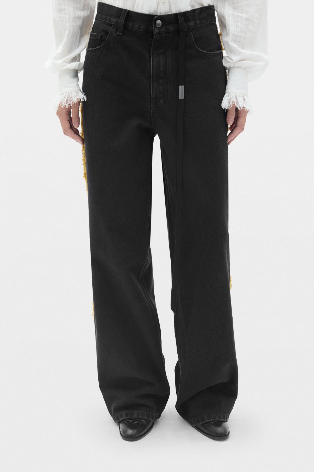 Pantalon ample à jambes droites 5 poches Annela avec bandes latérales 