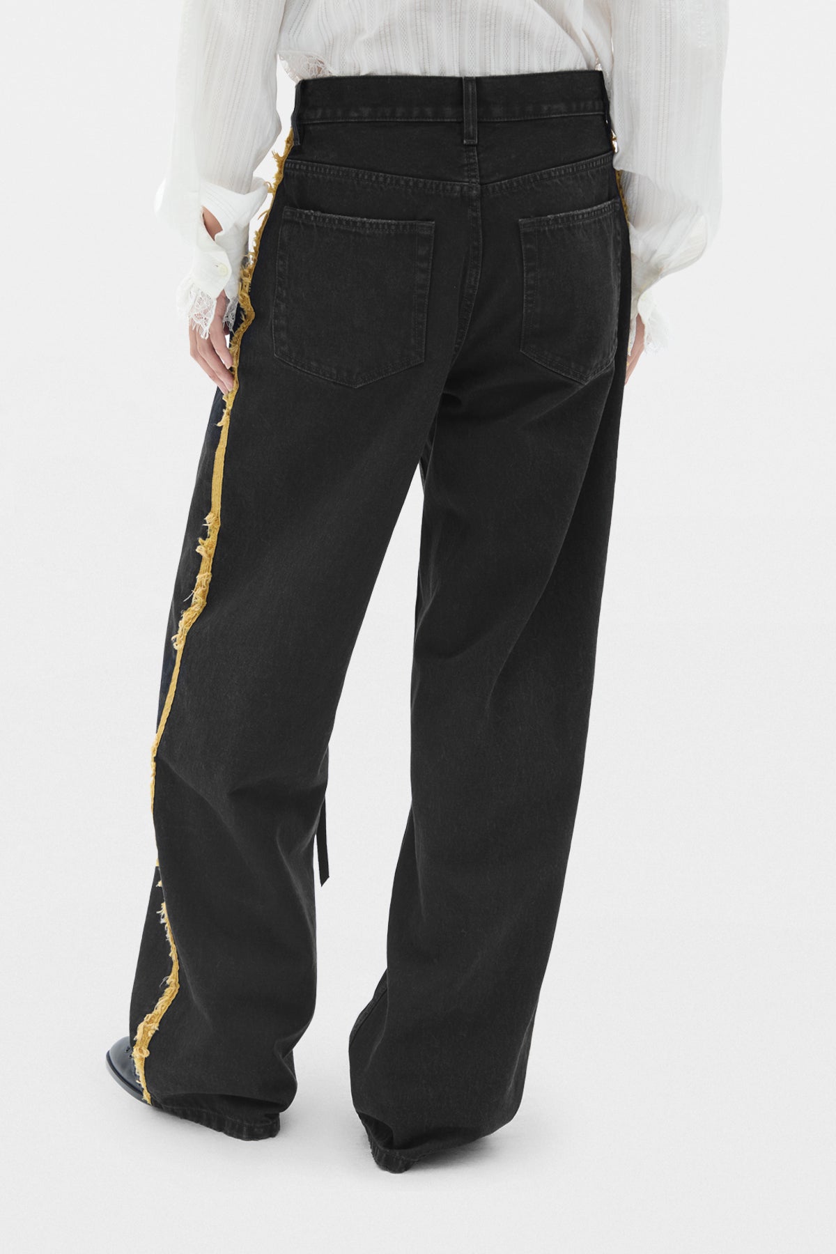 Pantalon ample à jambes droites 5 poches Annela avec bandes latérales 
