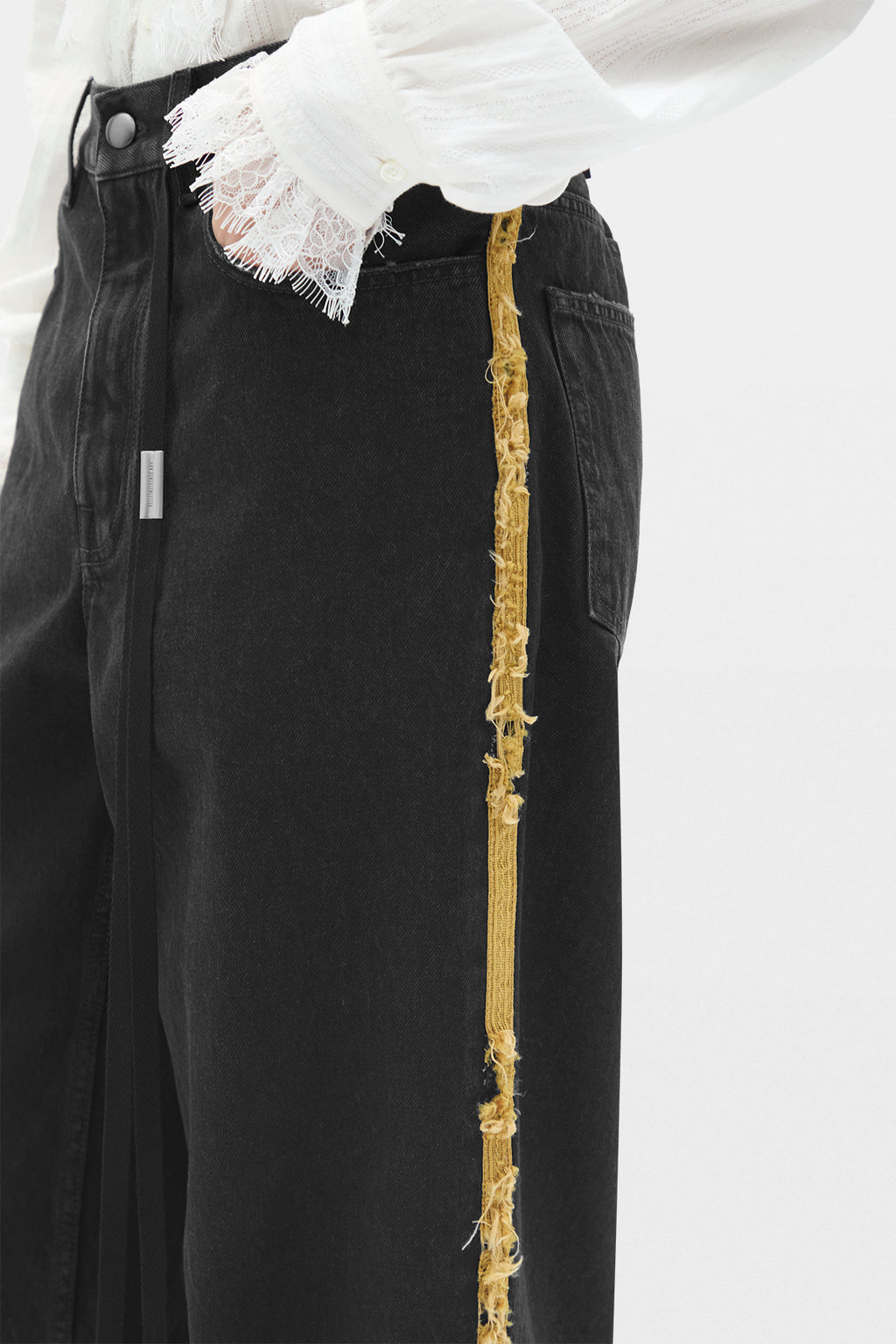 Pantalon ample à jambes droites 5 poches Annela avec bandes latérales 