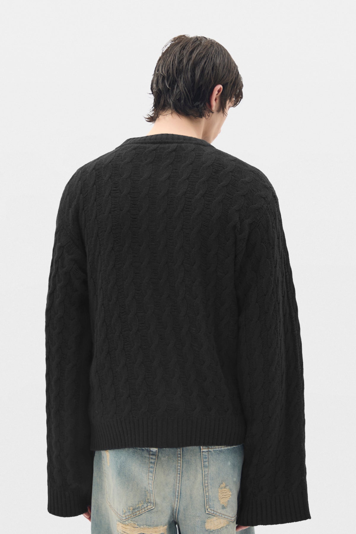 Jeff Cable Knit Ladder Stitch Cardigan