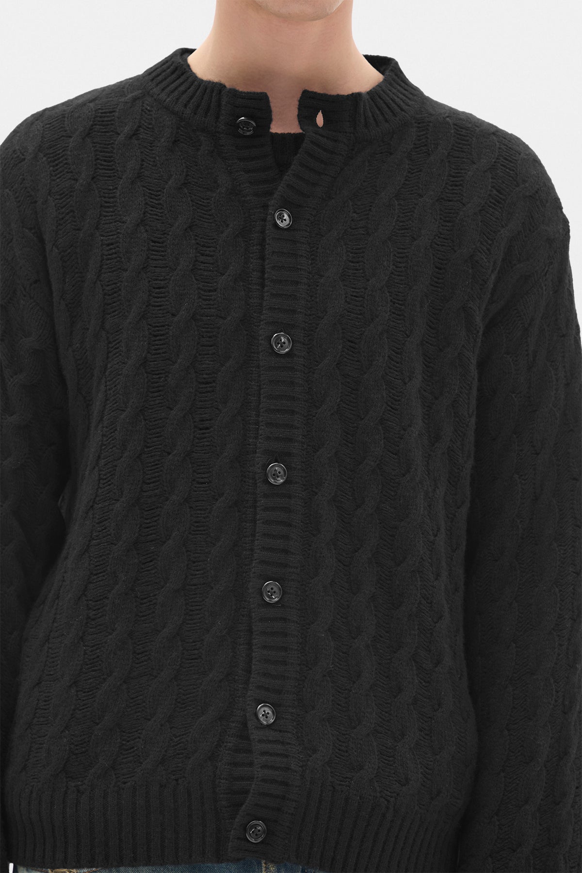 Jeff Cable Knit Ladder Stitch Cardigan