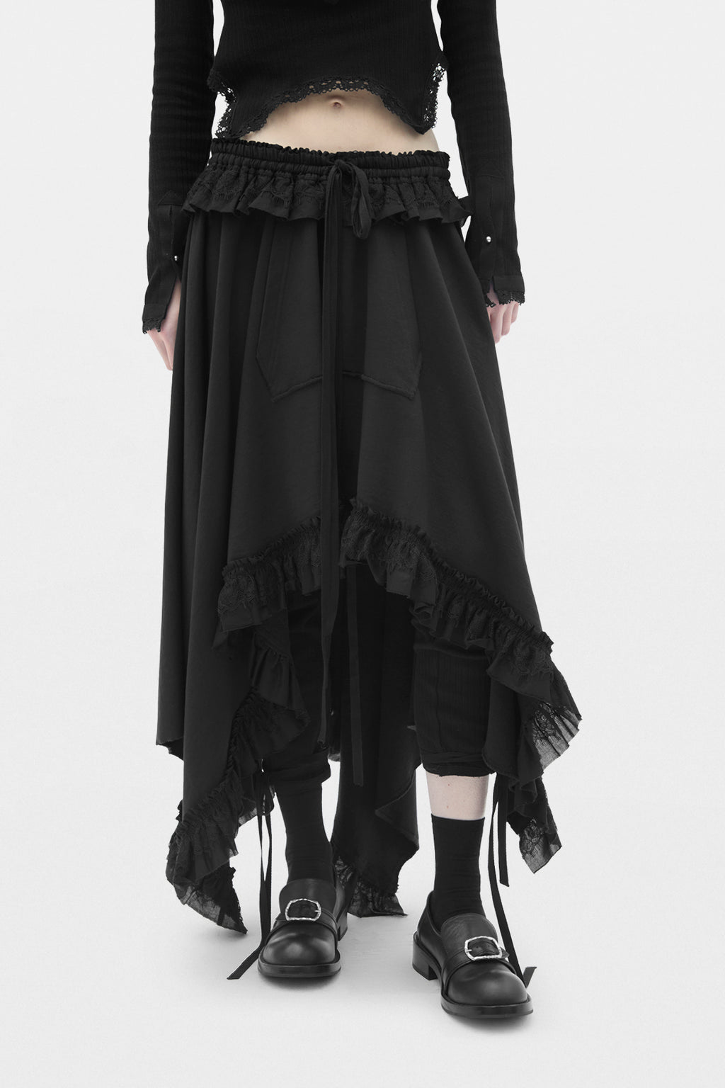 Aske Skirt with Light Cotton and Lace Ruffles