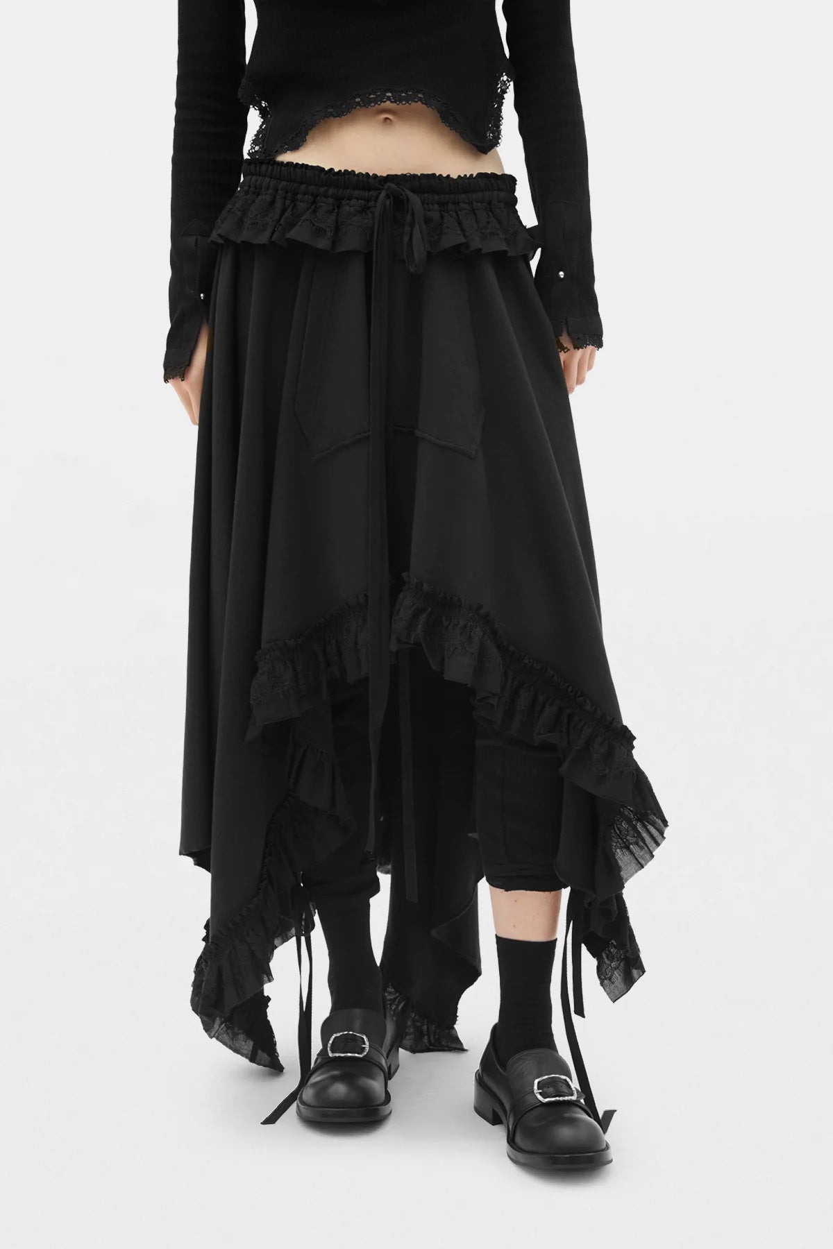 Aske Skirt with Light Cotton and Lace Ruffles