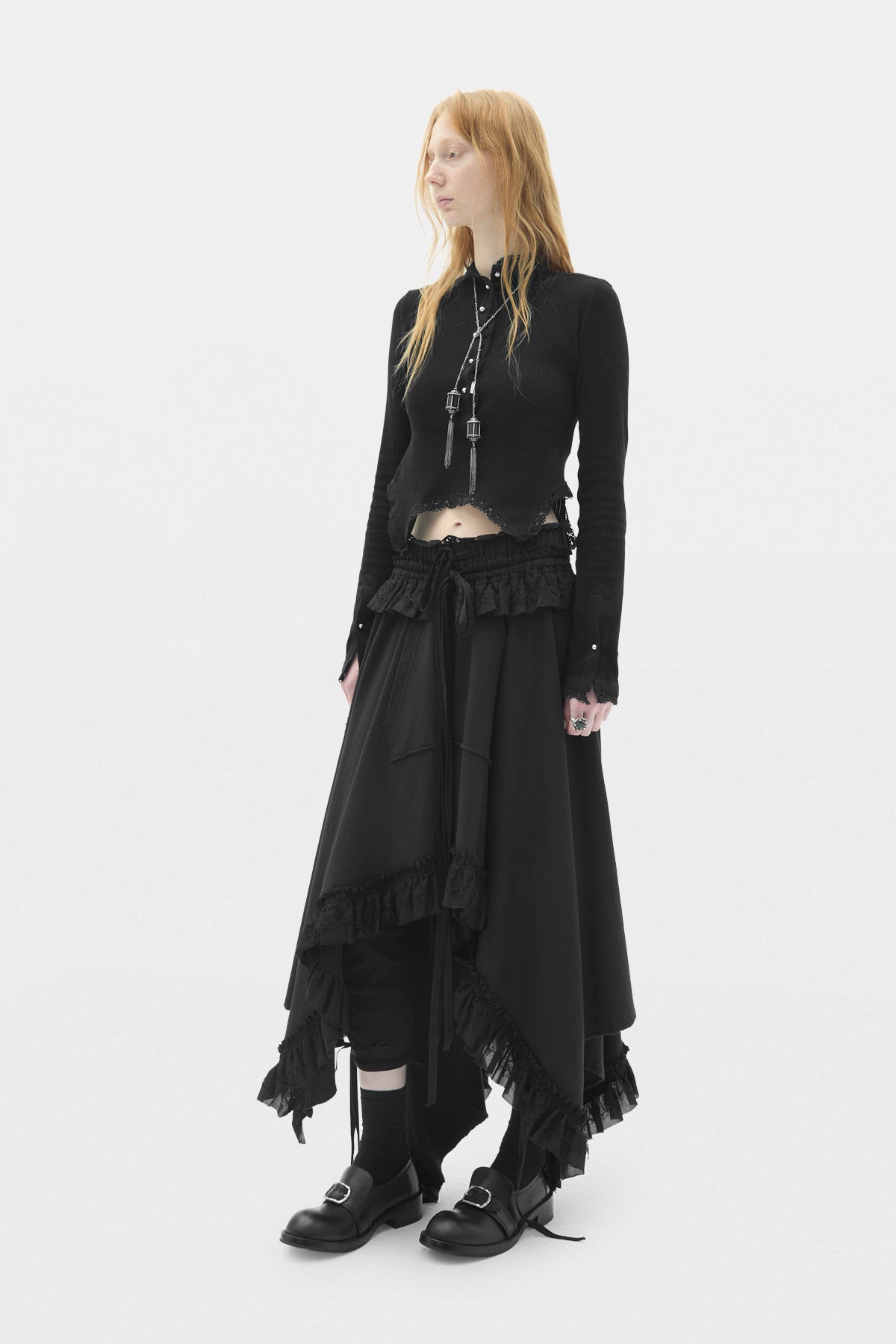 Aske Skirt with Light Cotton and Lace Ruffles