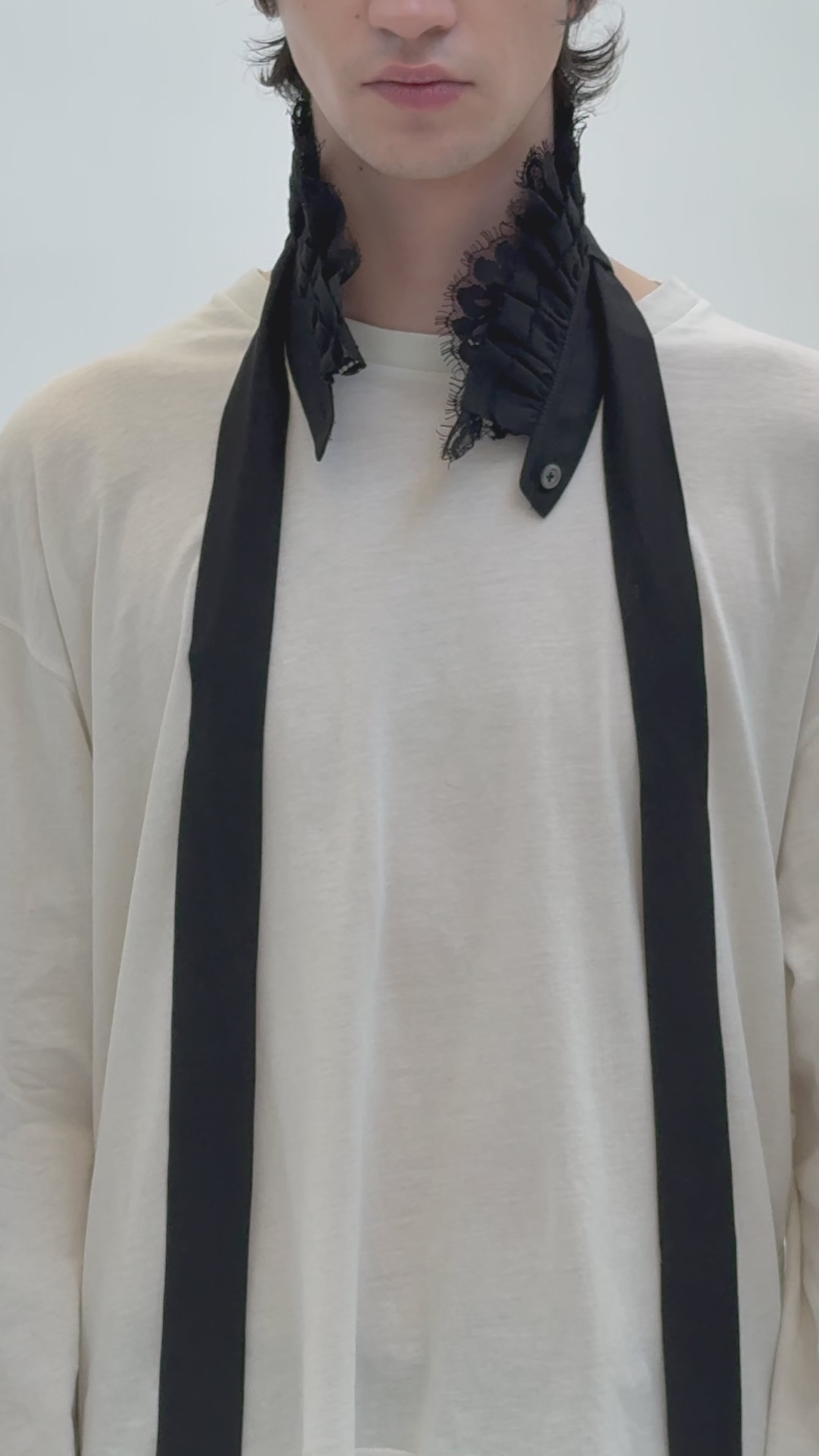 ANN DEMEULEMEESTER メンズ ブラック スカーフ – Ann Demeulemeester