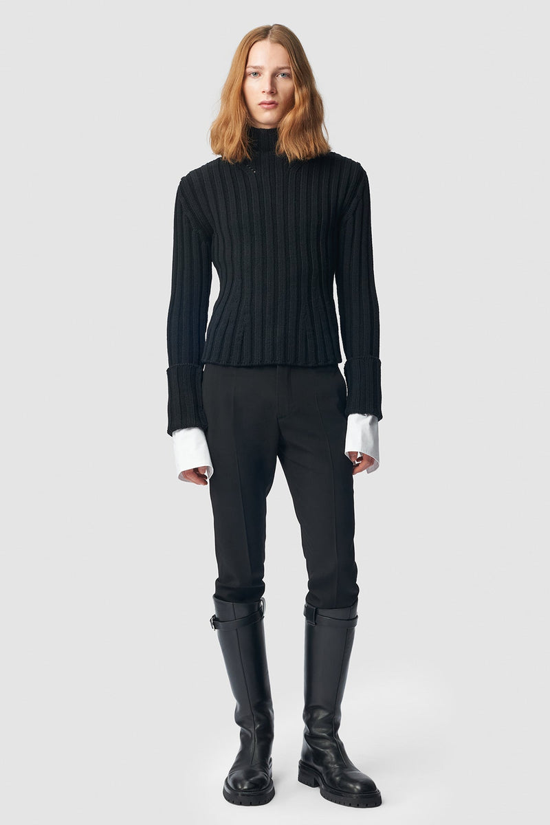 Warre Cropped Rib Darted High Neck Sweater
