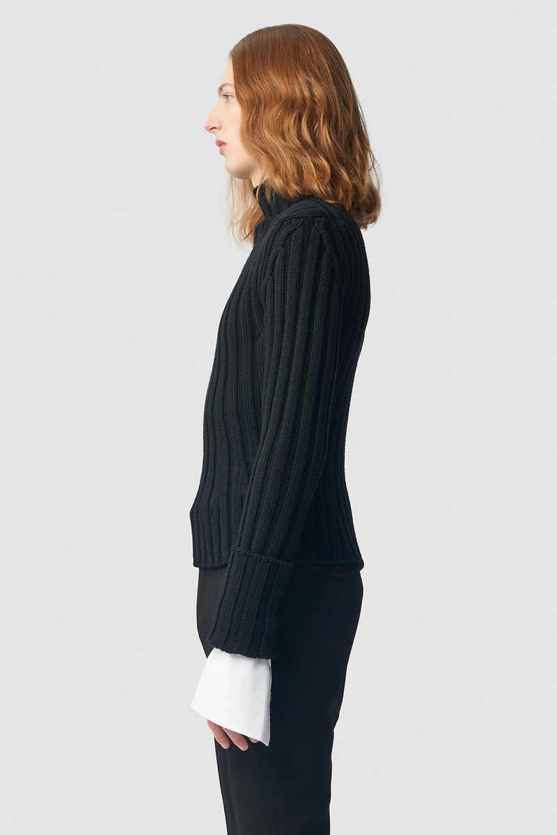 Warre Cropped Rib Darted High Neck Sweater
